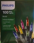 Philips 100 Multi Mini Lights Indoor/outdoor 20.6FT-GREEN Wire New. Price: $14.96.