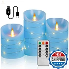 Haitanghua Sky Blue Rechargeable Flameless Led Candle Set Of 3 (4/5/6 Inch) - New. Price: $46.23.