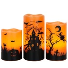Halloween Flickering Flameless Candles 6 Hour Timer Battery Led Wax Set 3 New. Price: $32.33.