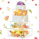 Sintuff 3-TIER Square Acrylic Cake Stand Set, Clear Fillable Risers New. Price: $67.00.