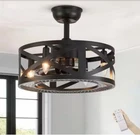 Antoine 17 Indoor Black Ceiling Farmhouse Caged Fan/lights/remote New. Price: $90.00.