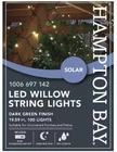 Hampton Bay Outdoor/indoor Solar 100 Mini Led Bulb Willow String Light Free Ship New. Price: $18.18.
