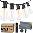 Bosceos 50FT Solar String Lights Dimmable Patio W Remote Timer - Black Open. Price: $49.90.