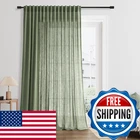 Spwiy Olive Green 100 Inch Extra Wide Curtains Linen For Sliding Glass Door Semi New. Price: $60.51.