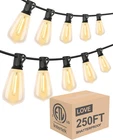 250FT Led Outdoor String Lights With Dimmable Shatterproof Bulbs - Waterproof New. Price: $124.99.