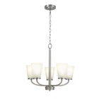 Hampton Bay Helena 21" 5-LIGHT Brushed Nickel Chandelier Frosted Glass Shades New. Price: $57.78.