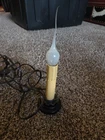 Vtg Primitive Candlestick Light Tin Wood Base Silicone Bulb Switch Country Used. Price: $20.00.