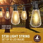 10FT String Lights With 10PCS E12 ST38 Led Plastic Bulbs Garden Holiday Decor New. Price: $15.99.