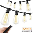 Brightever 120FT Led Outdoor String Lights With Remote, Patio Waterproof Open. Price: $51.13.