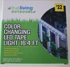 Trueliving Color Changing Led Tape Light 16.4 Ft Indoor Outdoor Includes Remote New. Price: $15.25.