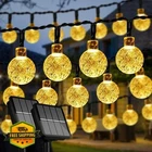 Flechllary 2PK 100 Led Solar String Lights, 46FT Crystal Globe, 8 Modes, Outdoor New. Price: $20.00.