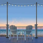 One 10 Ft. Premium String Light Pole For Deck/concrete, Black New. Price: $85.79.