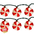 Xingzd 8.5FT Christmas Candy Lights, 10 Peppermint Bulbs New. Price: $34.99.