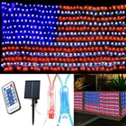 (new) Qulist Solar Powered American Flag Lights, 420 Led White And Blue 4TH. Price: $42.95.