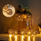 Vigdur Rattan Ball String Lights, Boho Lantern With 10 Led Bulb... New. Price: $38.25.