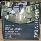 New Hampton Bay 25-LIGHT Ft. Outdoor Plug-in Globe Led G40 Bulb String-light Open. Price: $24.99.