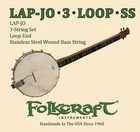 Folkcraft Lap-jo Set, 3 Strings, Loop End (.012" .015" .026"SS) New. Price: $13.00.