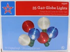 Indoor/outdoor String Lights Colored 35 G40 Globe 19' New Patriotic. Price: $18.89.