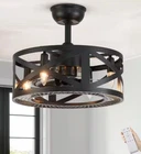 Antoine 17 In. Black Caged Indoor With Lights And Remote Enclosed Ceiling Fan New. Price: $98.99.