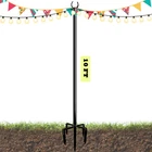 10FT String Light Poles For Outdoors, Outside With 5-PRONG Base, Sui New. Price: $36.97.