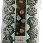 New Rattan Ball String Lights Silver Glitter 10 Bulbs Rustic Orb Holiday Patio. Price: $21.77.