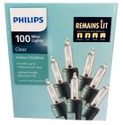 Philips 100 Count Clear Mini Lights Green Wire Christmas Remains Lit Incandescen New. Price: $18.49.