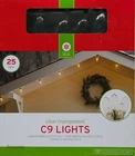 25 Clear Transparent C9 String Lights Green Wire Indoor/outdoor Nib New. Price: $18.99.