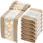 Xinnun 6 Pack Burlap Table Runner With Led String Lights Modern Rustic Lace Natu New. Price: $59.61.