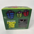 Vintage New Old Stock Indoor Outdoor Party Patio Lites 7 Lights 15 Cord & Bulbs. Price: $45.00.