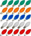 25 Pack C7 Multicolor Christmas Light Bulbs - 7W Steady Burning Incandescent, New. Price: $22.97.