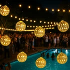 Solar Moroccan Ball String Lights 12 Led Warm White Outdoor Garden Patio Decor New. Price: $13.75.