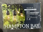 Hampton Bay 24 Ft. 12-LIGHT Indoor/outdoor Edison Bulb String Lights Plug New. Price: $21.11.