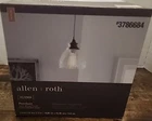 Hanging Light By Allen+roth; Flynn; Pendant Faux Wood Finish Clear Seeded Glass New. Price: $26.77.
