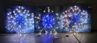 3 Everstar Led Snowflake Lights With Motion 24" 8 Functions 60 Bulbs Wire Frame Used. Price: $127.99.