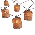 Maindeco 13FT Natural Rattan String Lights, 10 Rustic Raffia Cage, Plug-in, Conn New. Price: $58.82.