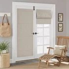 Nicetown 100% Blackout French Door Curtain W/ Adhesive Top & Magnetic Lift Beige Open. Price: $14.36.