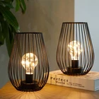 Trirocks 8" Tall Black Metal Cage Cordless Table Lamp Set Of 2 Fairy Lights Batt New. Price: $56.90.