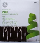 Ge Constanton 200 Icicle-style Lights, Warm White, Wire, New In Box.. Price: $17.49.