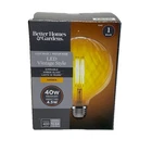 Better Homes 40-WATT Vintage Style Clear Amber Glass G40 Led Globe Light New. Price: $6.93.