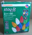 Sylvania Stay-lit Platinum 2 Sets Of 50 Led C9 Lights Green Wire Multicolor Open. Price: $76.99.