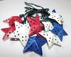 9 Ft Patriotic Red White & Blue Metal Stars Electric String Lights July 4TH Used. Price: $5.00.