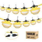 100FT Led Construction String Lights - Prong, 130W 16000LM Plug Linkable New. Price: $180.45.