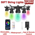 50 Ft Smart Outdoor String Lights Rgbcw Color Changing Dimmable Patio New. Price: $52.98.