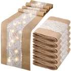 Xinnun 6 Pack Burlap Table Runner With Led String Lights, Modern Rustic Lace Nat New. Price: $68.49.